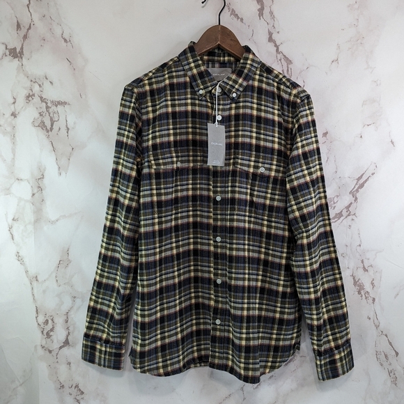 Everlane Shirt Mens Brown The Brushed Flannel Button Down Plaid Beech - Picture 2 of 13